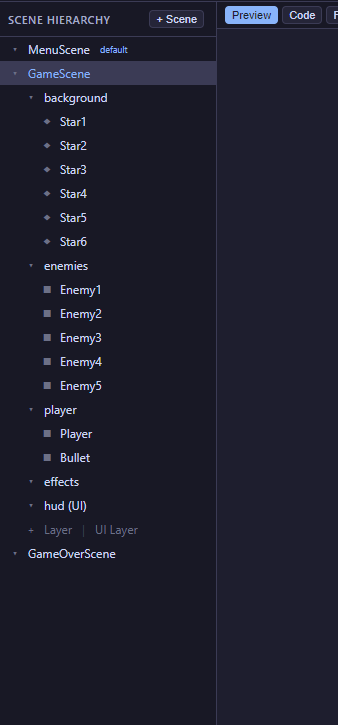Scene editor view